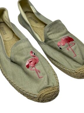 Soludos Canvas Espadrilles with Pink Flamingo Embroidery size 9